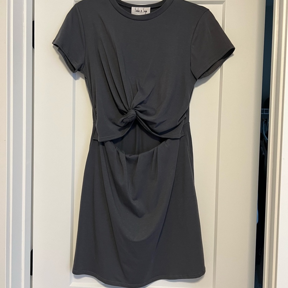 Tie front cut-out t-shirt dress
